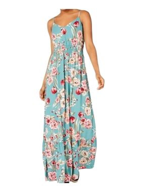 City Studio Teal Floral Maxi Dress with Pink & Cream Blooms